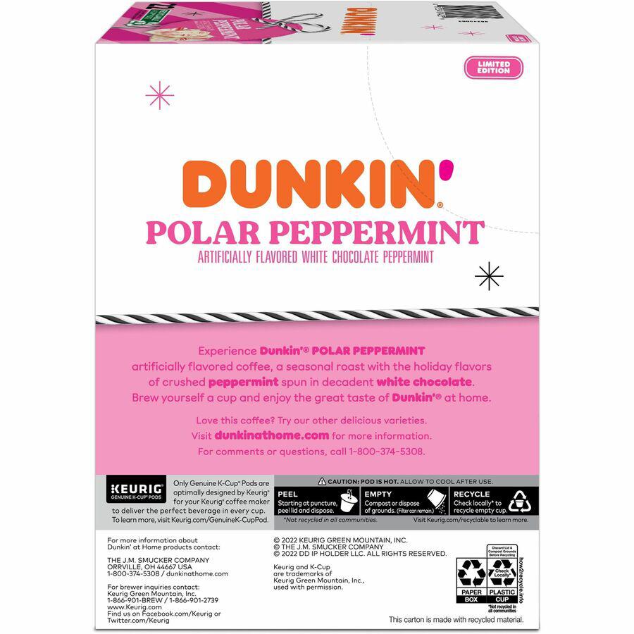Dunkin'&reg; K-Cup Polar Peppermint Coffee - Compatible with Keurig K-Cup Brewer - Medium - 22 / Box. Picture 7