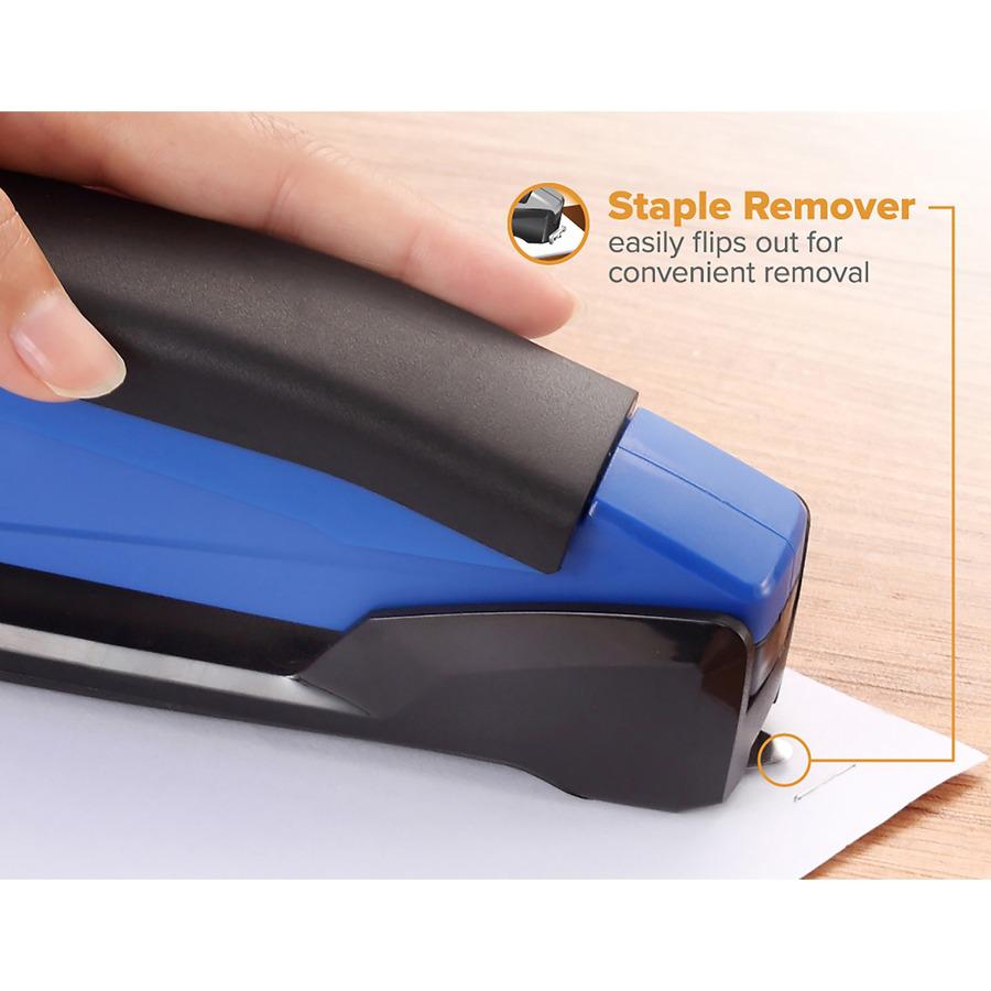 Bostitch InPower Spring-Powered Antimicrobial Desktop Stapler - 20 Sheets Capacity - 210 Staple Capacity - Full Strip - 1 Each - Blue. Picture 6
