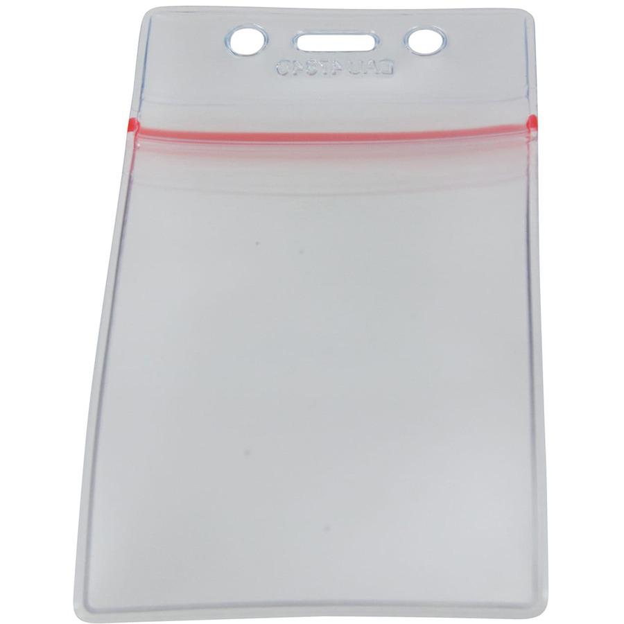 SICURIX Sealable ID Badge Holder - Support 2.62" x 3.75" Media - Vertical - Vinyl - 50 / Pack - Clear. Picture 3