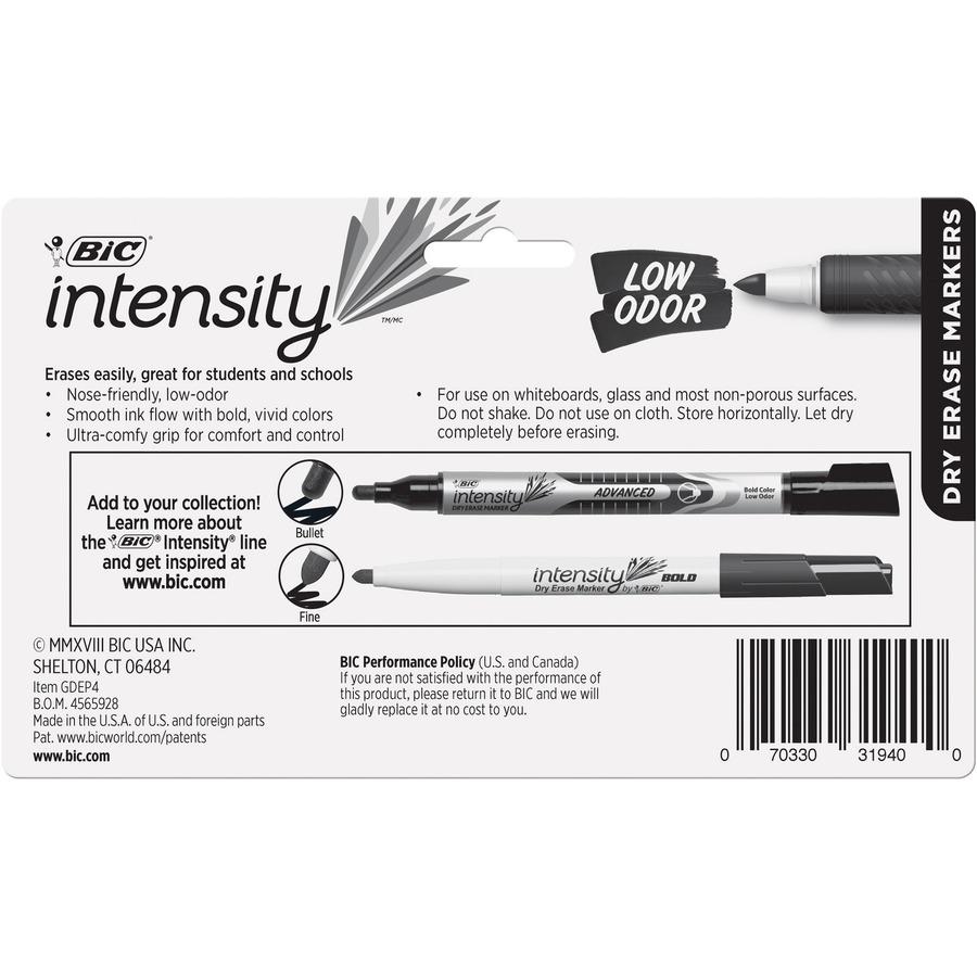 BIC Intensity Fine Point Whiteboard Marker - Fine Marker Point - Blue, Black, Red, Green - 4 / Pack. Picture 3