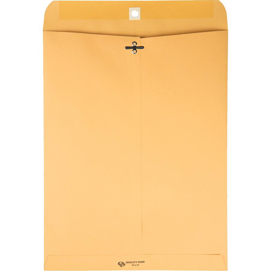 Quality Park Extra Heavy-duty Kraft Clasp Envelopes - Clasp - #97 - 10" Width x 13" Length - 32 lb - Gummed - Kraft - 100 / Box - Kraft. Picture 2