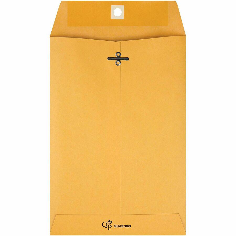 Quality Park Gummed Kraft Clasp Envelopes - Clasp - #63 - 6 1/2" Width x 9 1/2" Length - 28 lb - Gummed - Kraft - 100 / Box - Kraft. Picture 7