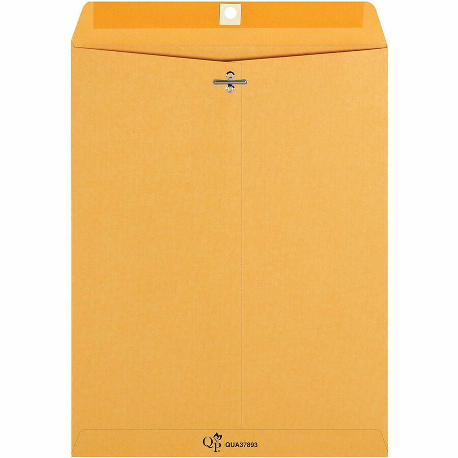 Quality Park Gummed Kraft Clasp Envelopes - Clasp - #93 - 9 1/2" Width x 12 1/2" Length - 28 lb - Gummed - Kraft - 100 / Box - Kraft. Picture 4
