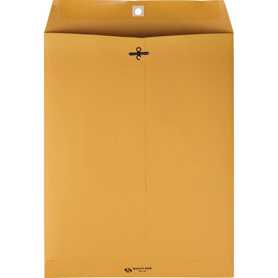 Quality Park Gummed Kraft Clasp Envelopes - Clasp - #97 - 10" Width x 13" Length - 28 lb - Gummed - Kraft - 100 / Box - Kraft. Picture 4
