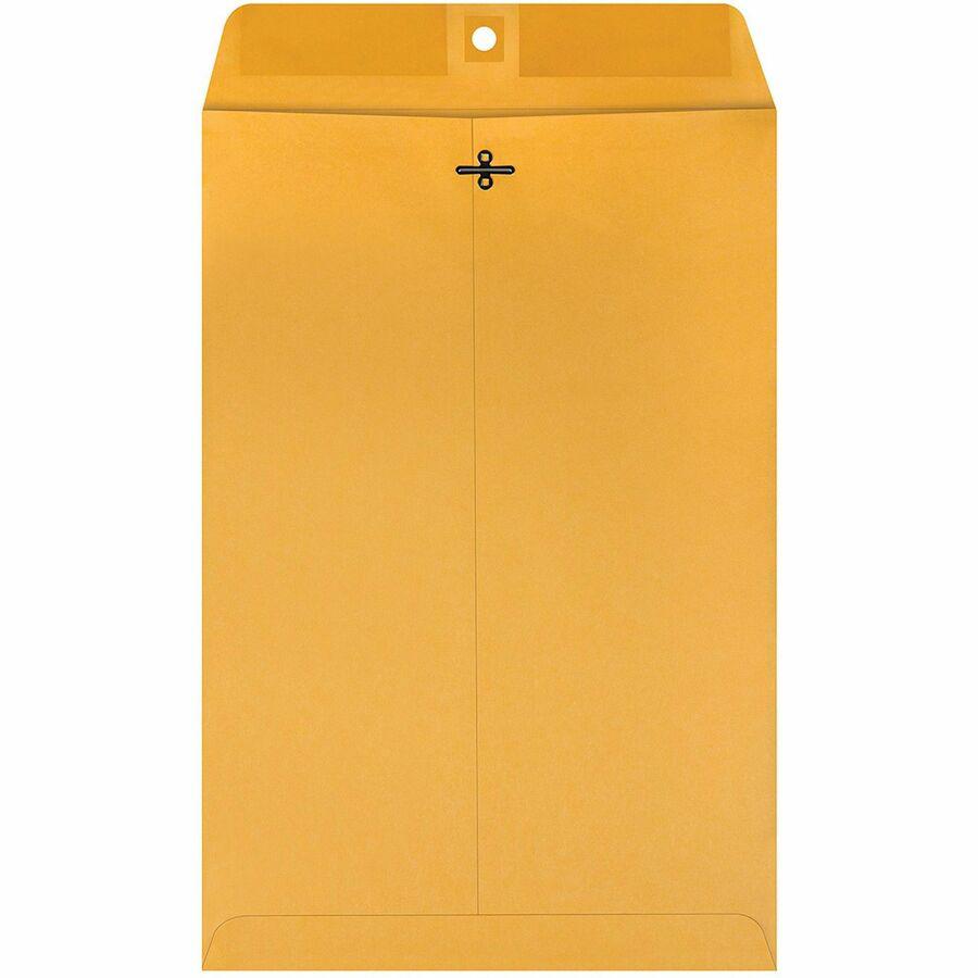 Quality Park Gummed Kraft Clasp Envelopes - Clasp - #98 - 10" Width x 15" Length - 28 lb - Gummed - Kraft - 100 / Box - Kraft. Picture 2