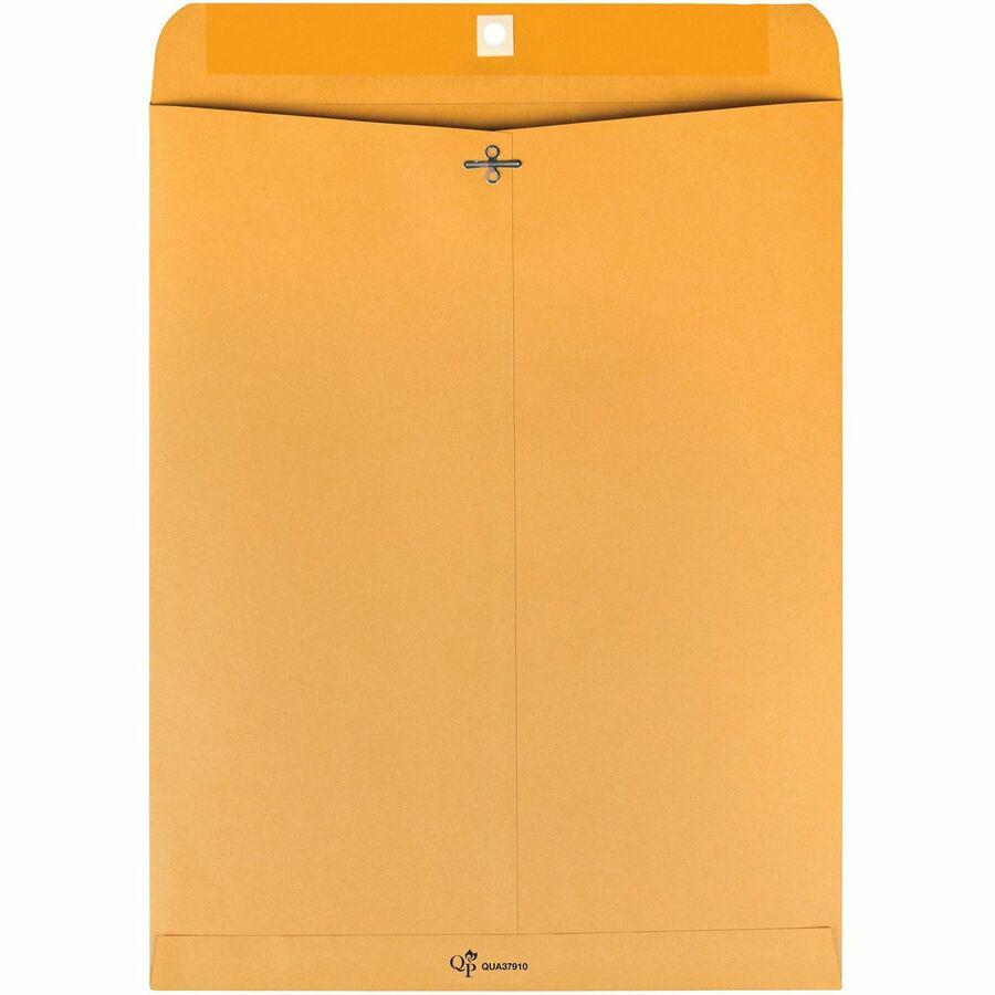 Quality Park Gummed Kraft Clasp Envelopes - Clasp - #110 - 12" Width x 15 1/2" Length - 28 lb - Gummed - Kraft - 100 / Box - Kraft. Picture 6