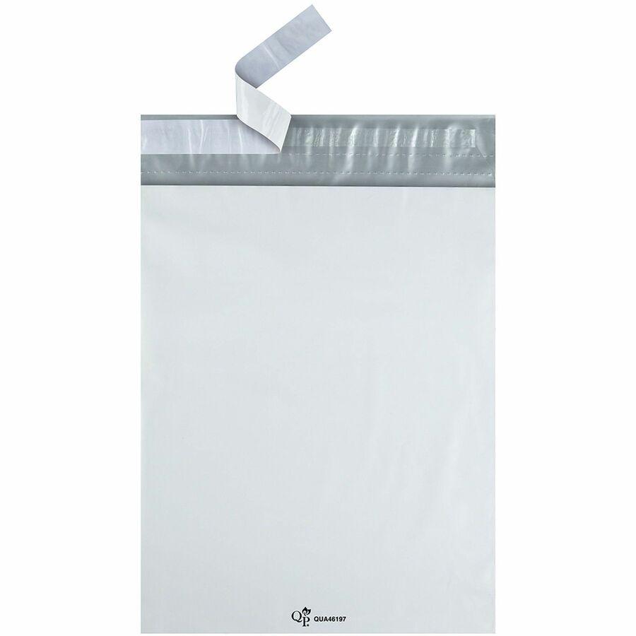Quality Park 10 x 13 Poly Shipping Mailers with Self-Seal Closure - Catalog - #13 - 10" Width x 13" Length - Self-sealing - Polyethylene - 100 / Pack - White. Picture 5