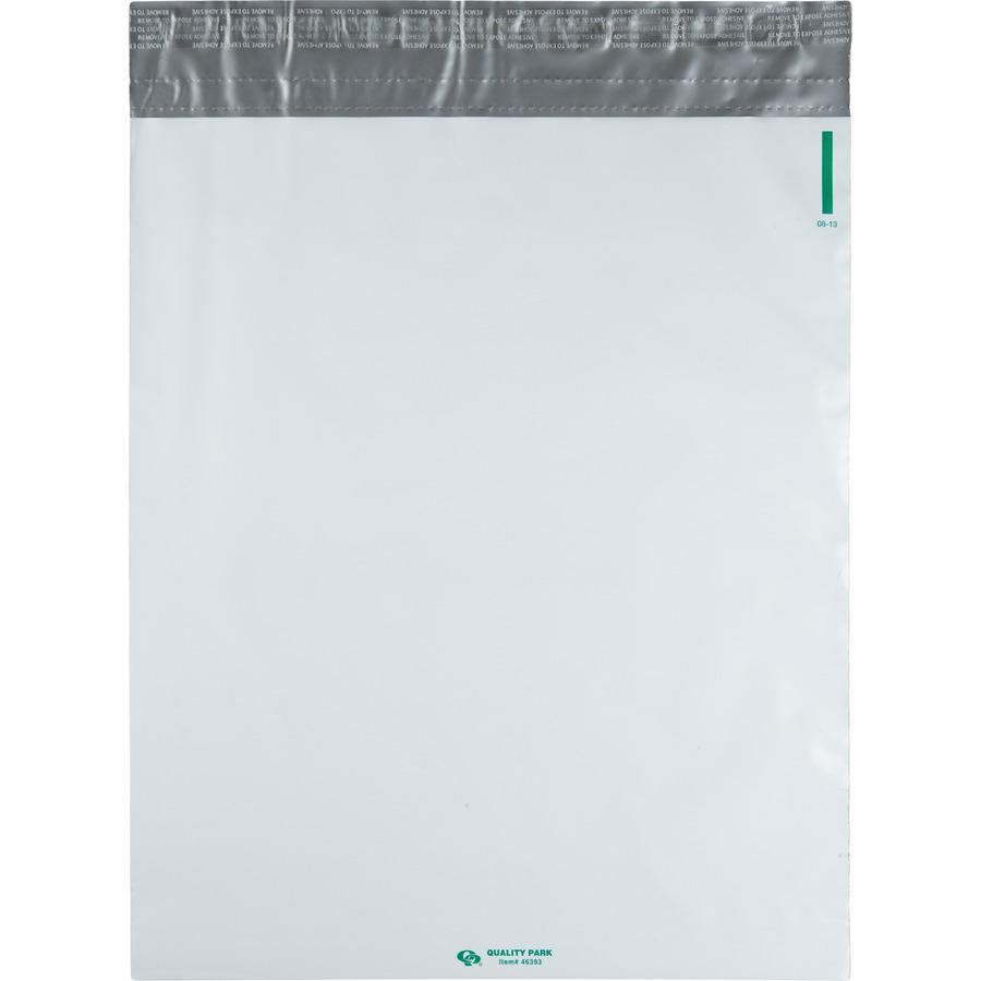 Quality Park Open-End Poly Expansion Mailers - Expansion - 13" Width x 16" Length - 2" Gusset - Self-sealing - Polyethylene - 100 / Carton - White. Picture 5