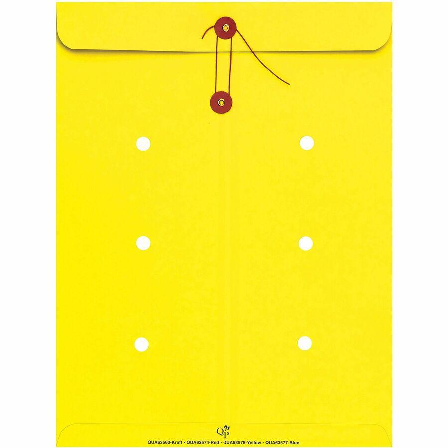 Quality Park 10 x 13 Inter-Departmental Envelopes - Inter-department - 10" Width x 13" Length - 28 lb - String/Button - 100 / Box - Yellow. Picture 5