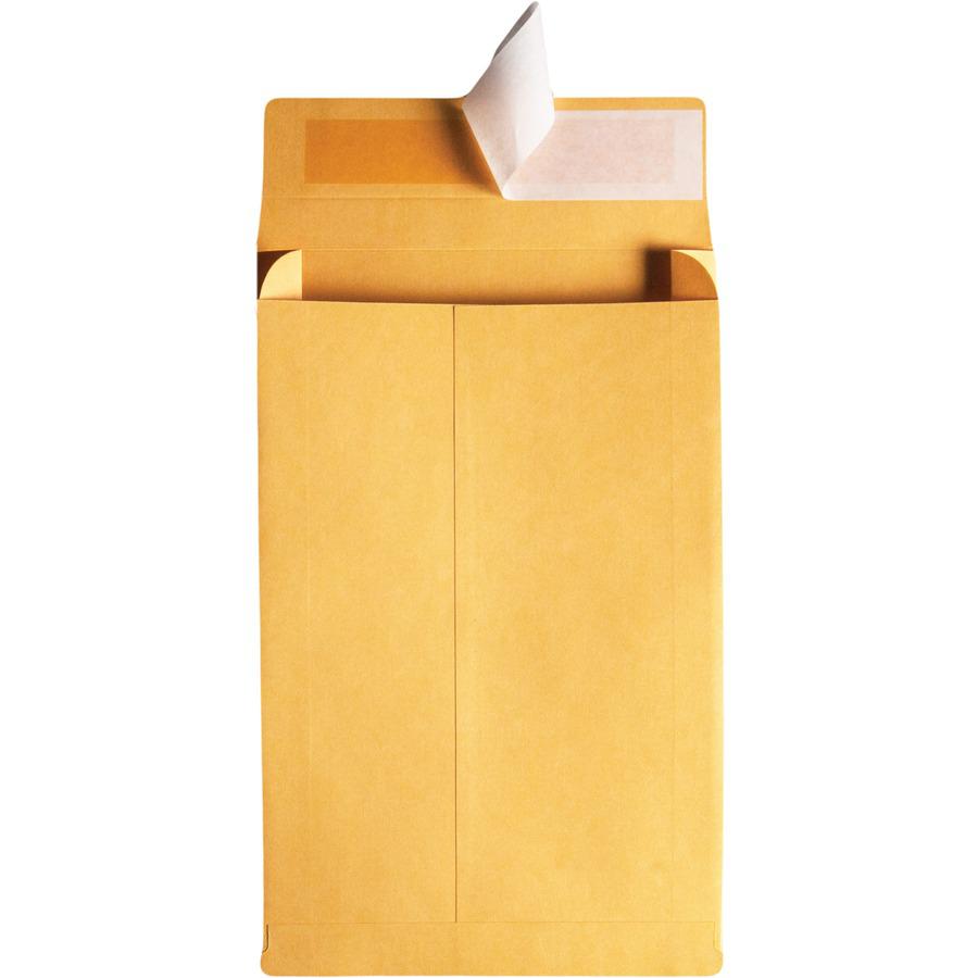 Quality Park 9 x 12 x 2 Expansion Envelopes with Self-Seal Closure - Expansion - 9" Width x 12" Length - 2" Gusset - 40 lb - Self-sealing - Kraft - 25 / Pack - Kraft. Picture 4