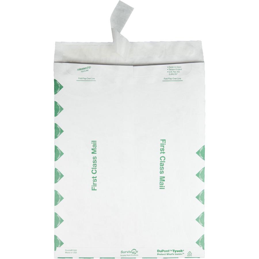 Quality Park Survivor Tyvek First Class Envelopes - First Class Mail - #13 1/2 - 10" Width x 13" Length - 14 lb - Peel & Seal - Tyvek - 100 / Box - White. Picture 10