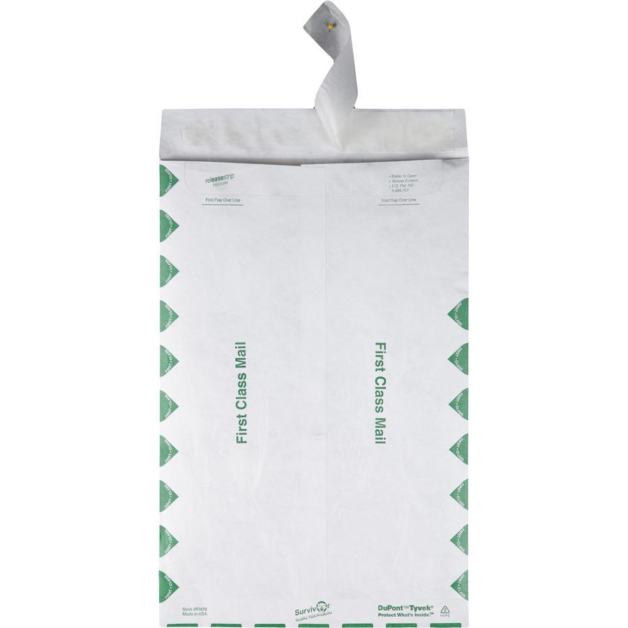Survivor&reg; 10 x 15 DuPont Tyvek First Class Border Catalog Mailers - First Class Mail - 10" Width x 15" Length - 14 lb - Peel & Seal - Tyvek - 100 / Box - White. Picture 4