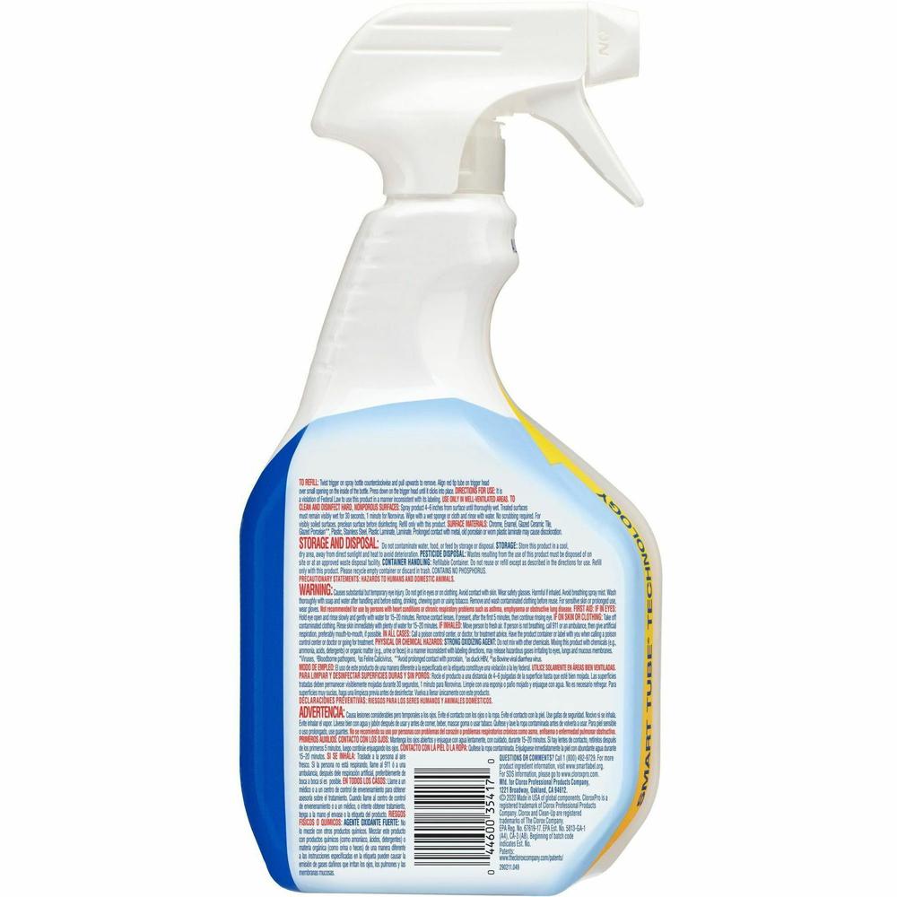 CloroxPro&trade; Clean-Up Disinfectant Cleaner with Bleach - For Restroom, Fiberglass, Floor, Nonporous Surface - Ready-To-Use - 32 fl oz (1 quart) - 9 / Carton - Disinfectant - Clear. Picture 9
