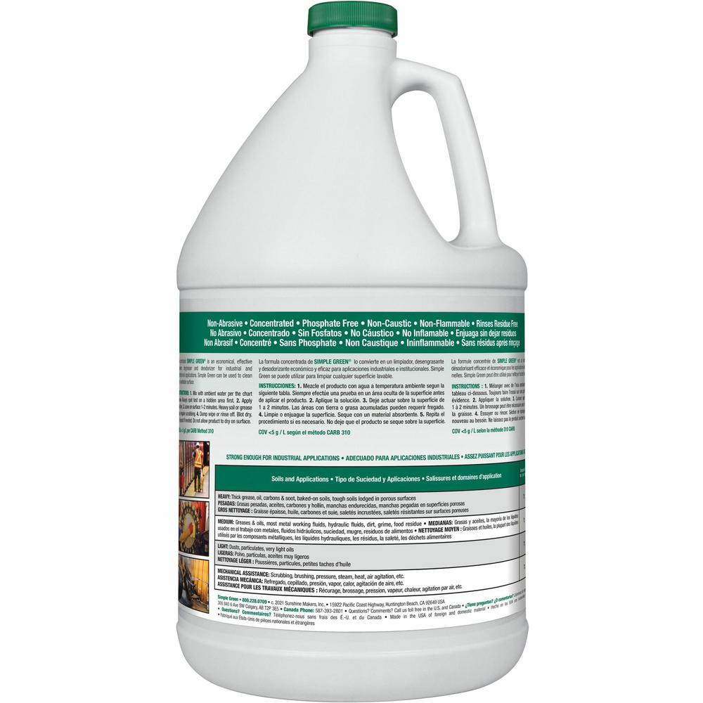 Simple Green Industrial Cleaner/Degreaser - Concentrate Liquid - 128 fl oz (4 quart) - Original Scent - 1 Each - White. Picture 2