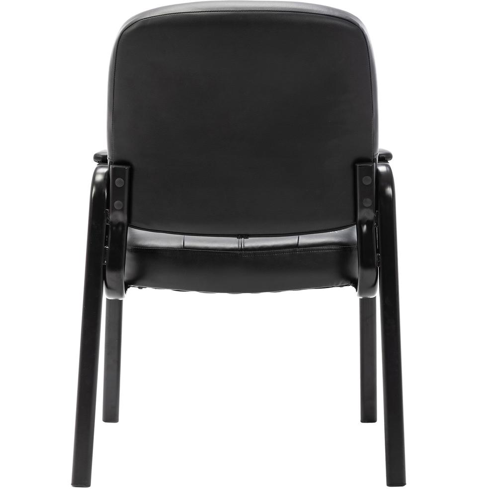 Lorell Chadwick Series Guest Chair - Black Leather Seat - Black Steel Frame - Black - Steel, Leather - 1 Each. Picture 7
