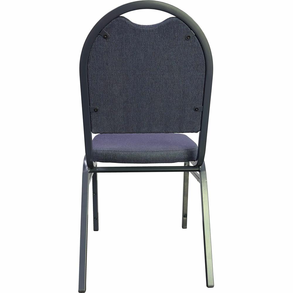 Lorell Round-Back Upholstered Stack Chairs - Blueberry, Black Fabric Seat - Charcoal Steel Frame - Blue, Black - 4 / Carton. Picture 6