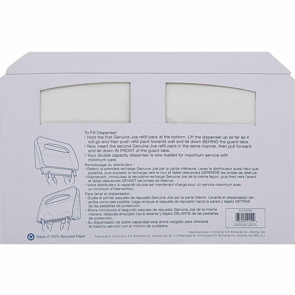 Genuine Joe Half-fold Toilet Seat Covers - Half-fold - For Public Toilet - 2500 / Carton - White. Picture 5