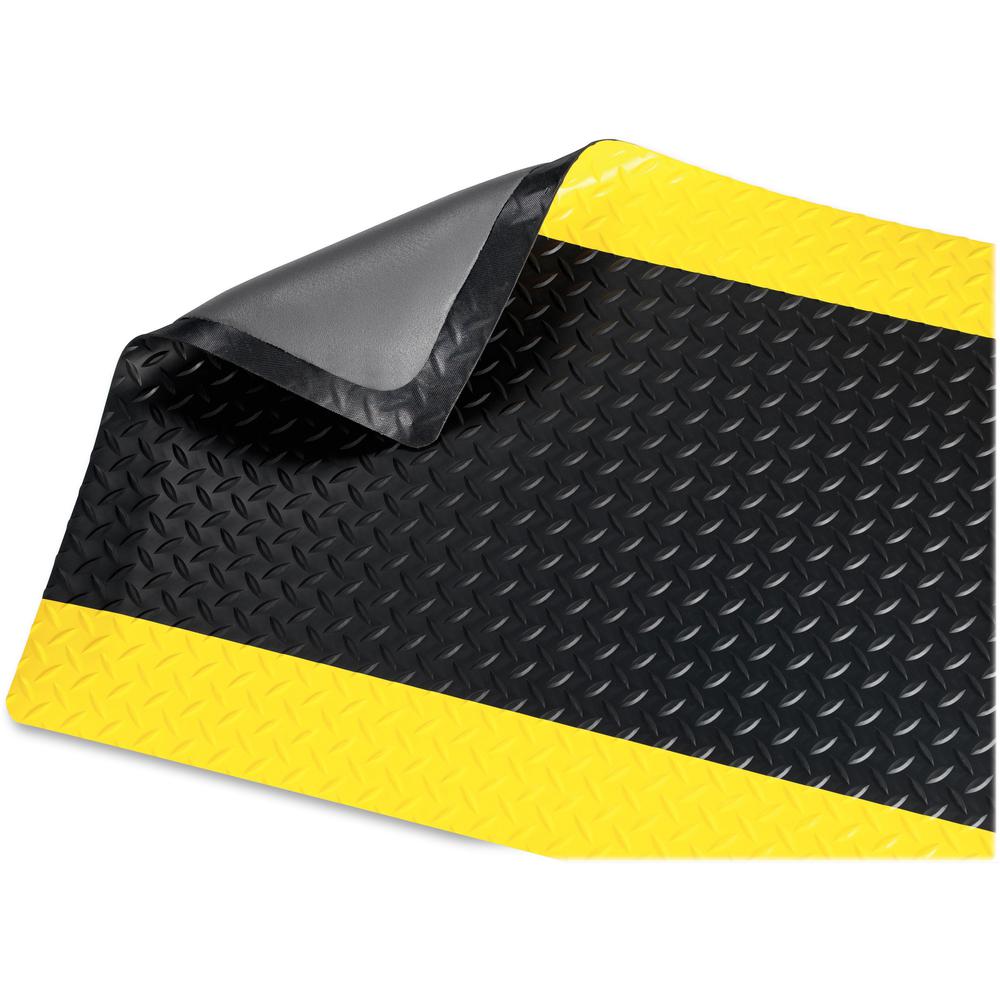 Genuine Joe Safe Step Anti-Fatigue Floor Mats - Warehouse, Factory - 12 ft Length x 36" Width x 0.552" Thickness - Black, Yellow - 1Each. Picture 3