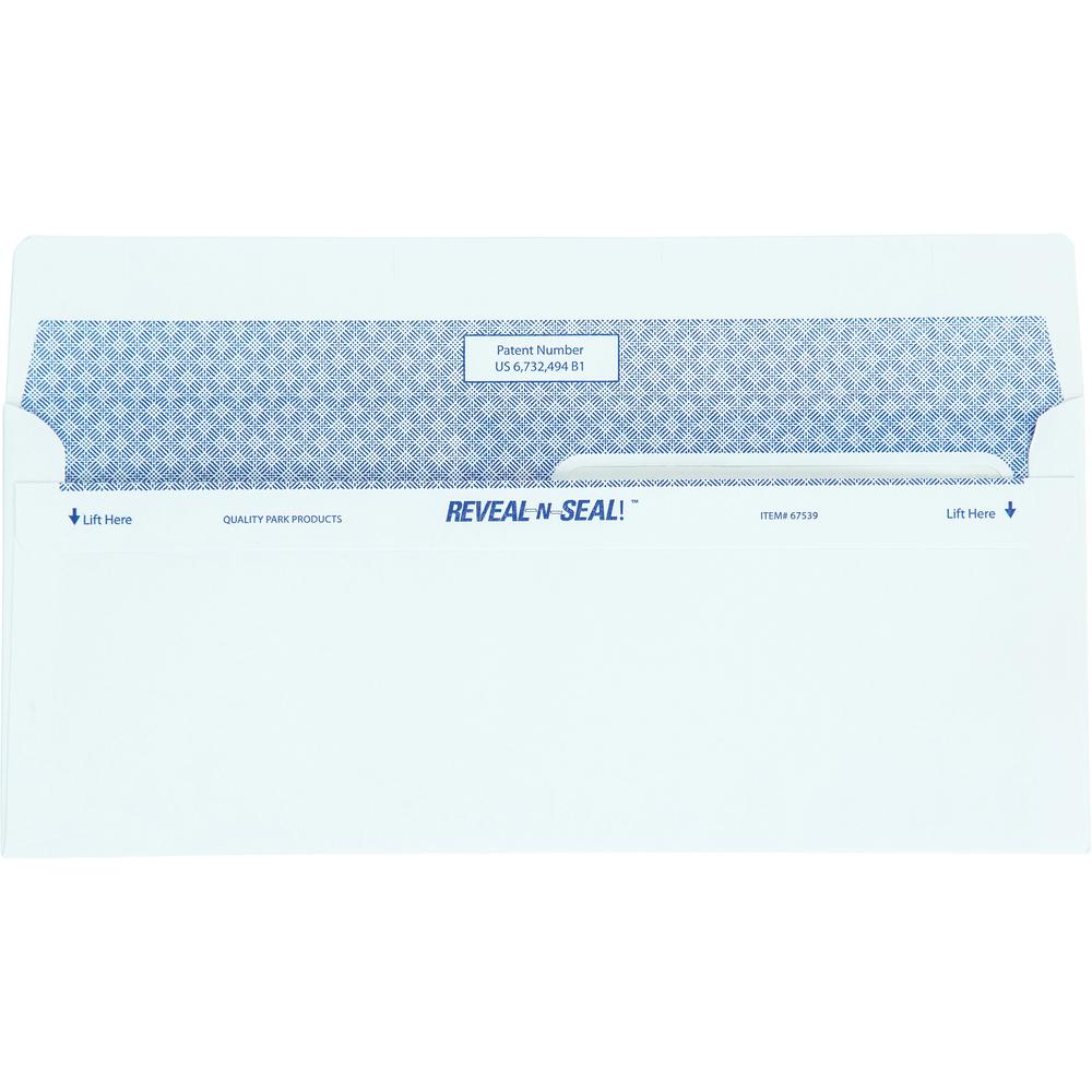 Quality Park No. 8 5/8 Double-Window Security Envelopes with Reveal-N-Seal&reg; Self-Seal Closure - Double Window - #8 5/8 - 3 5/8" Width x 8 5/8" Length - 24 lb - Self-sealing - 500 / Box - White. Picture 3