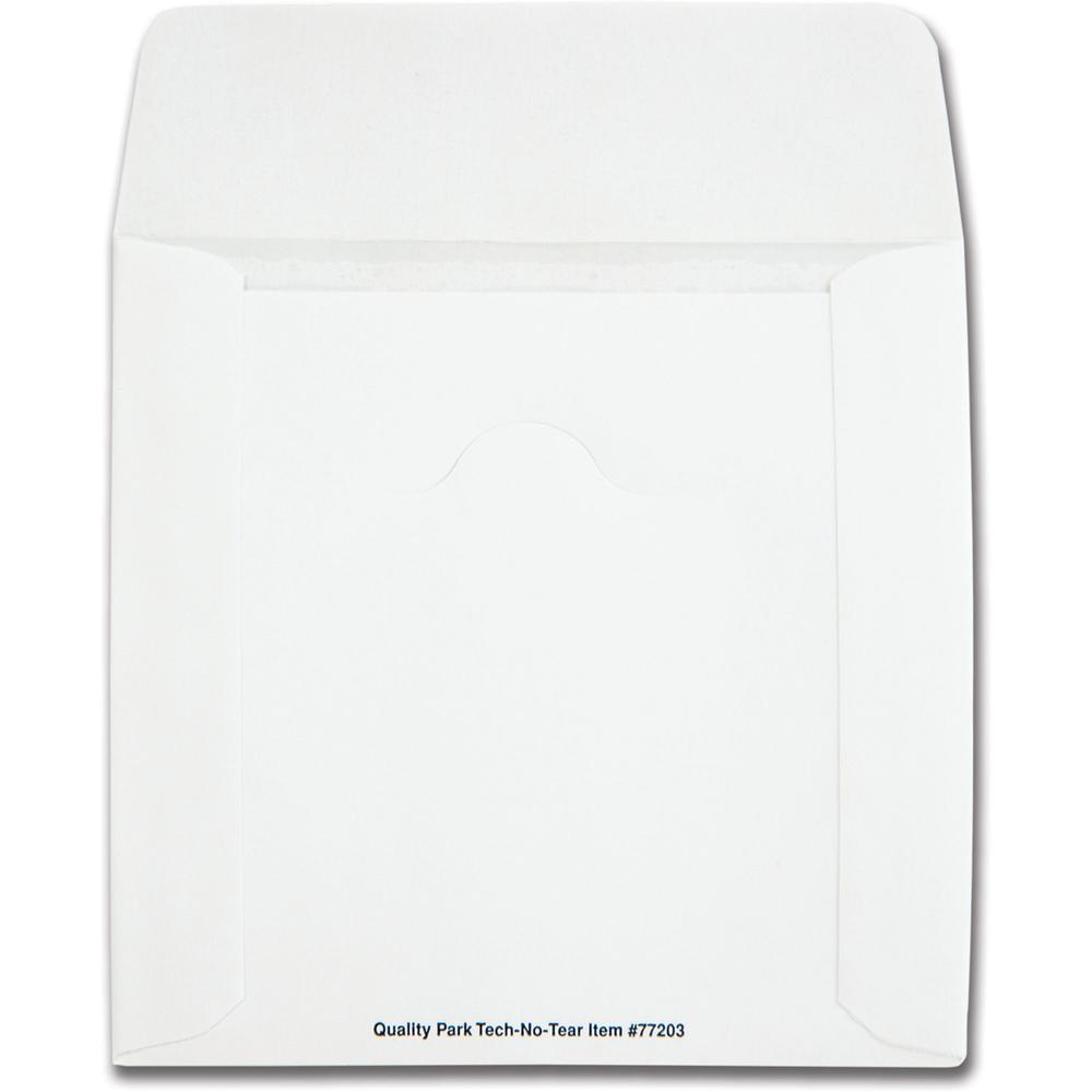 Quality Park Tech-No-Tear CD/DVD Sleeves - CD/DVD - 4 7/8" Width x 5" Length - Paper - 100 / Box - White. Picture 3