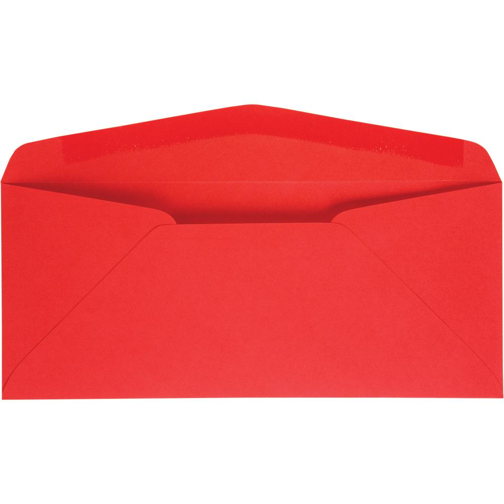 Quality Park No. 10 Bright Red Envelopes - Business - #10 - 4 1/8" Width x 9 1/2" Length - 60 lb - Adhesive - 25 / Pack - Red. Picture 3