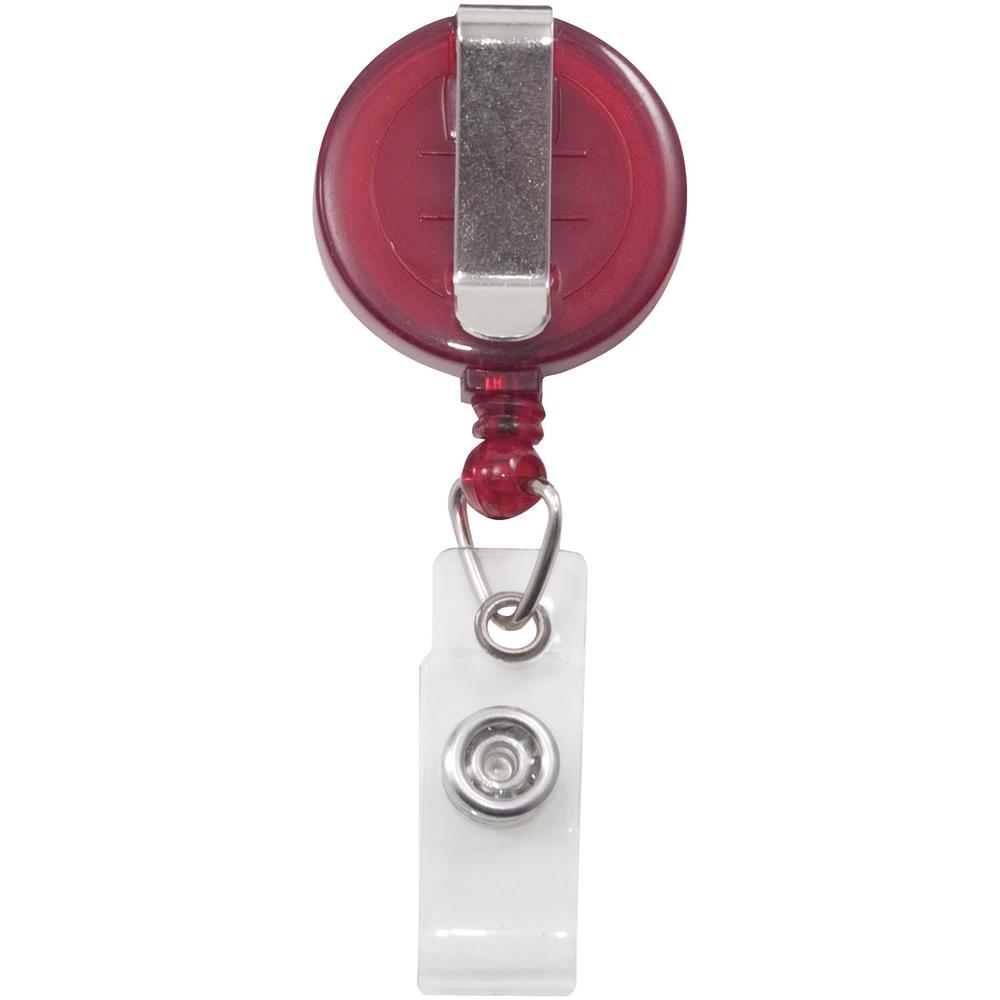 Advantus Translucent Retractable ID Card Reel with Snaps - Nylon, Metal - 12 / Pack - Translucent Red. Picture 4