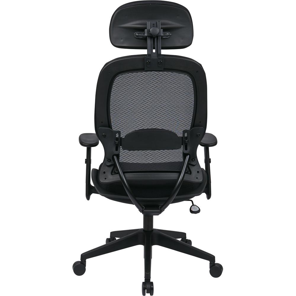 Office Star Professional Air Grid Chair with Adjustable Headrest - Mesh Seat - 5-star Base - Black - 1 Each. Picture 6