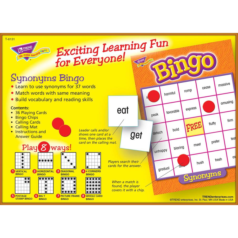 Trend Synonyms Bingo Game - Theme/Subject: Learning - Skill Learning: Language - 9-13 Year. Picture 5