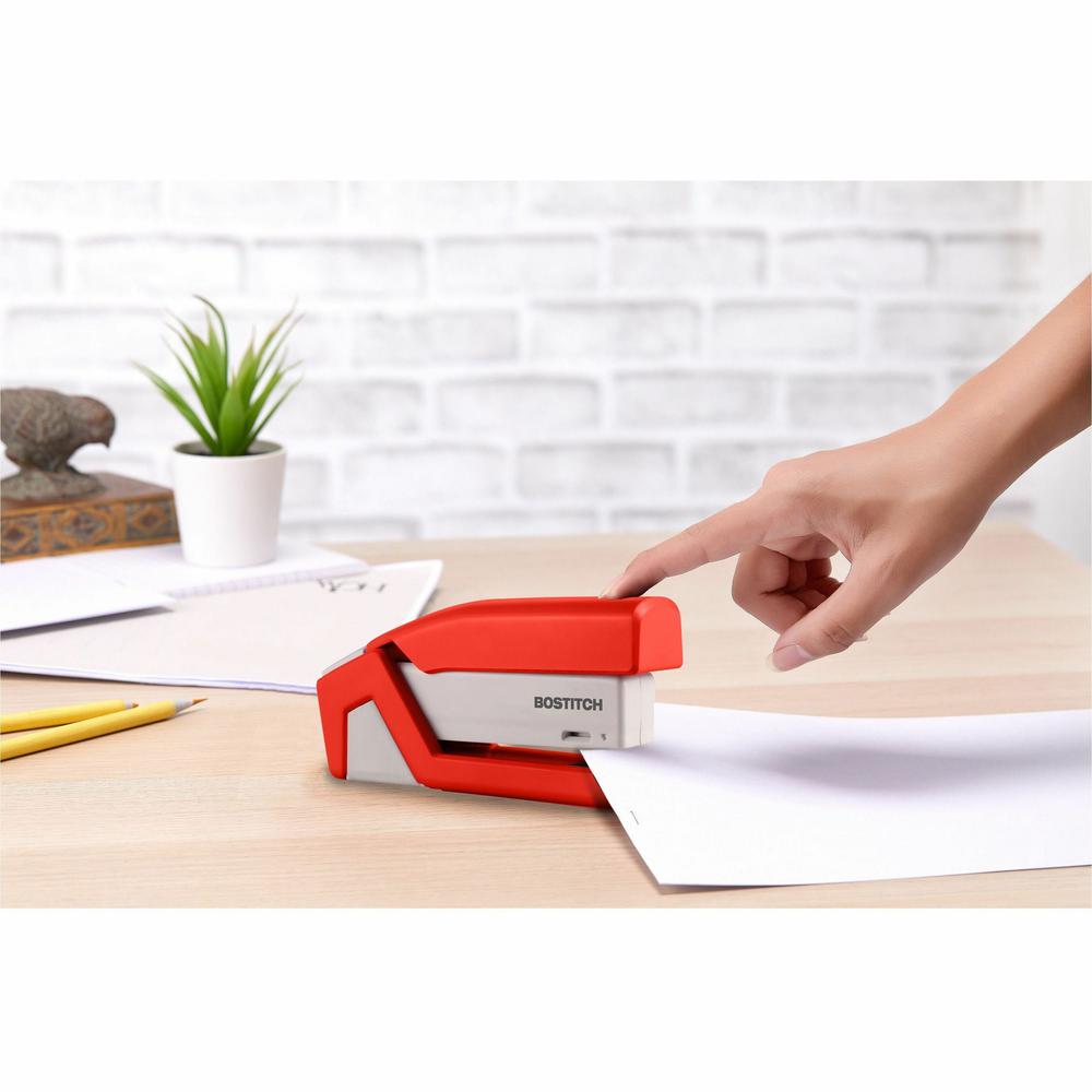 Bostitch InJoy Spring-Powered Antimicrobial Compact Stapler - 20 Sheets Capacity - 105 Staple Capacity - Half Strip - 1/4" Staple Size - 1 Each - Assorted. Picture 5