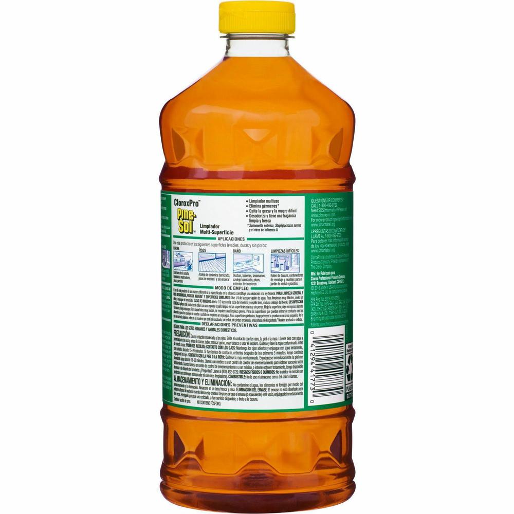 CloroxPro&trade; Pine-Sol Multi-Surface Cleaner - For Multipurpose - Concentrate - 60 fl oz (1.9 quart) - Pine Scent - 6 / Carton - Deodorize, Odorless, Anti-bacterial, Residue-free - Amber. Picture 9