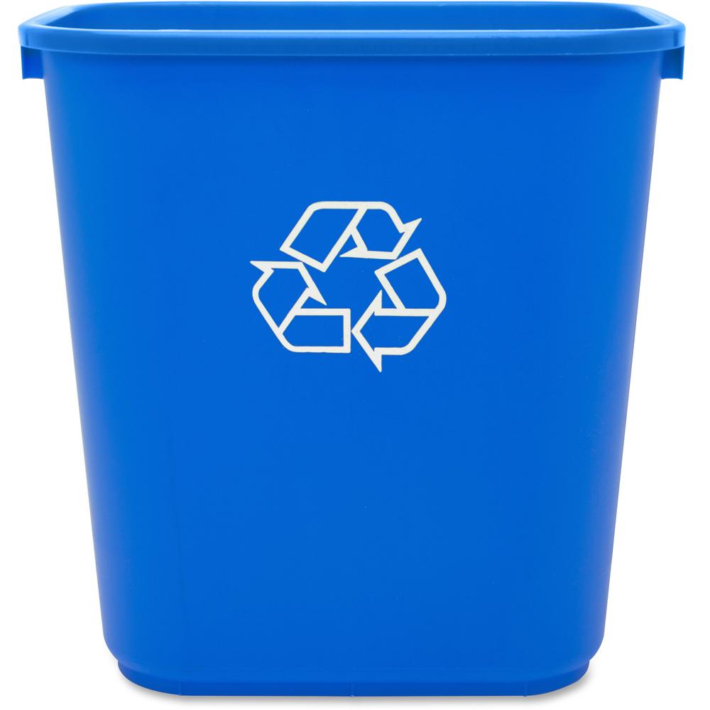 Genuine Joe 28-1/2 Quart Recycle Wastebasket - 7.13 gal Capacity - Rectangular - 15" Height x 14.5" Width x 10.5" Depth - Blue, White - 1 Each. Picture 3