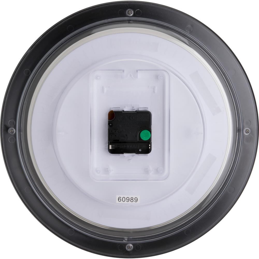 Lorell 13-1/4" Round Wall Clock - Analog - Quartz - White Main Dial - Black/Plastic Case. Picture 3