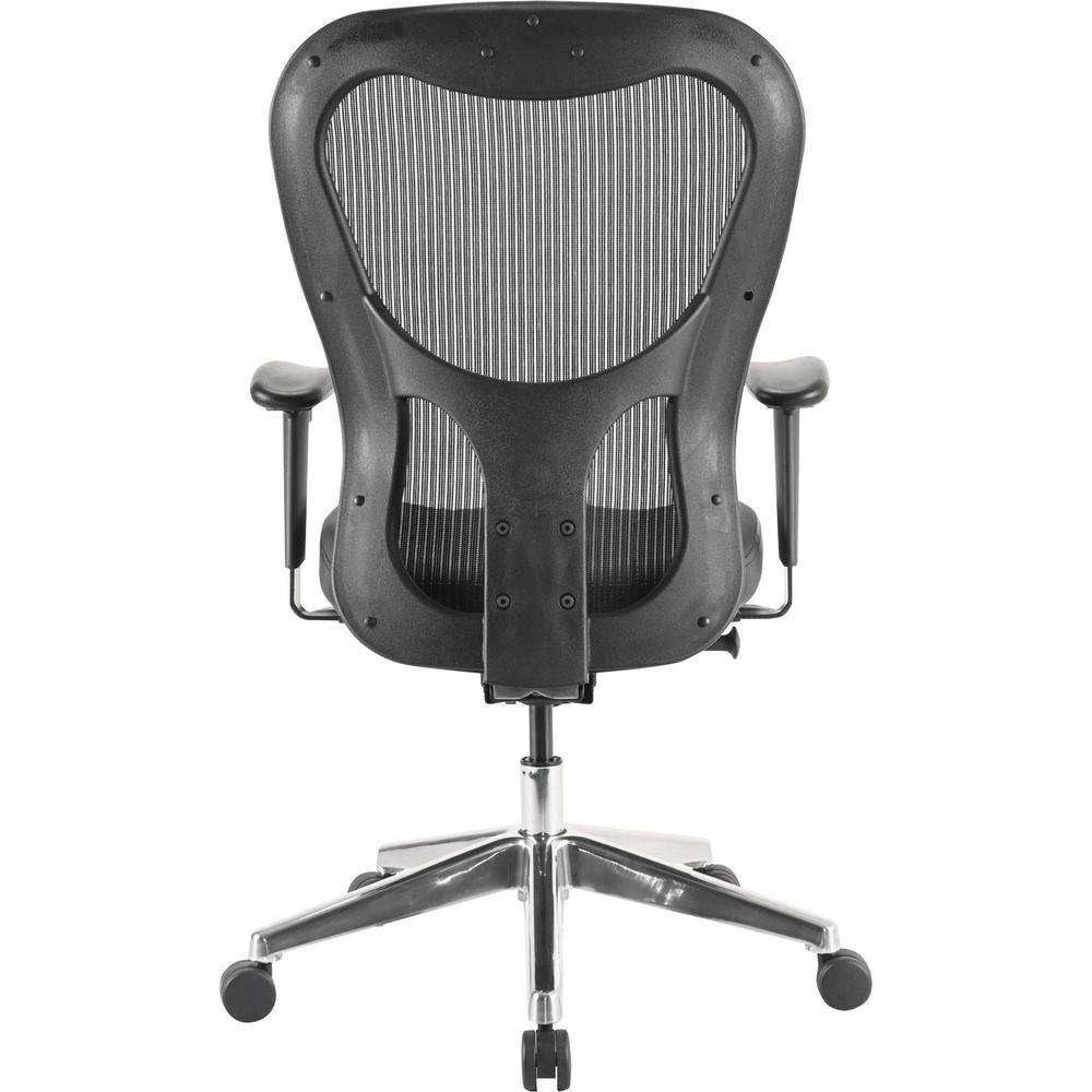 Lorell Elevate Mesh Mid-Back Office Chair - Black Leather Seat - Aluminum Frame - 5-star Base - 1 Each. Picture 4
