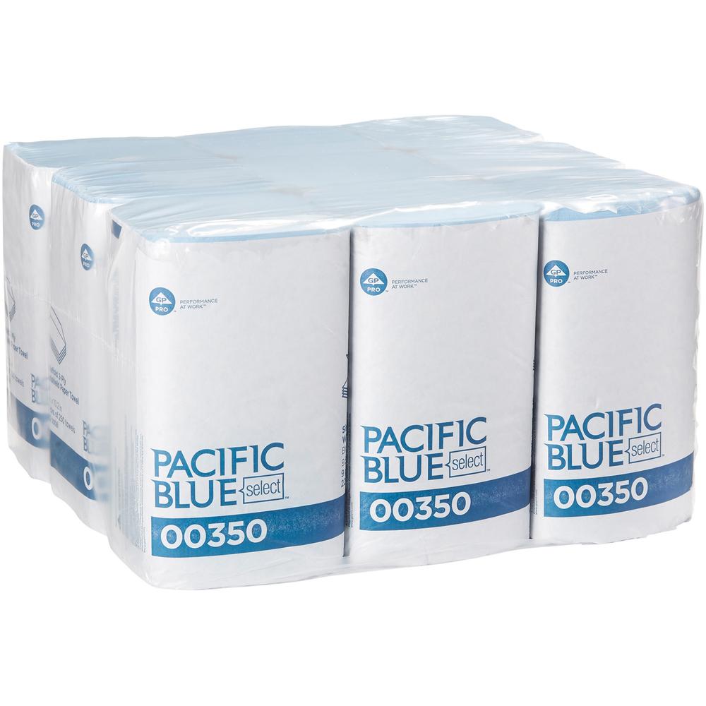 Pacific Blue Select S-Fold Windshield Paper Towels - 2 Ply - 9.50" x 10.25" - Blue - Paper - Absorbent, Moisture Resistant, Singlefold - 250 Per Pack - 2250 / Carton. Picture 2
