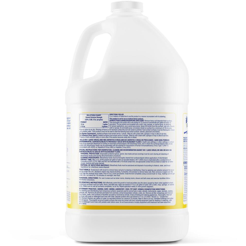Lysol I.C. Quaternary Disinfectant Cleaner - For Multipurpose - Concentrate - 128 fl oz (4 quart) - Original Scent - 4 / Carton - Amber. Picture 4