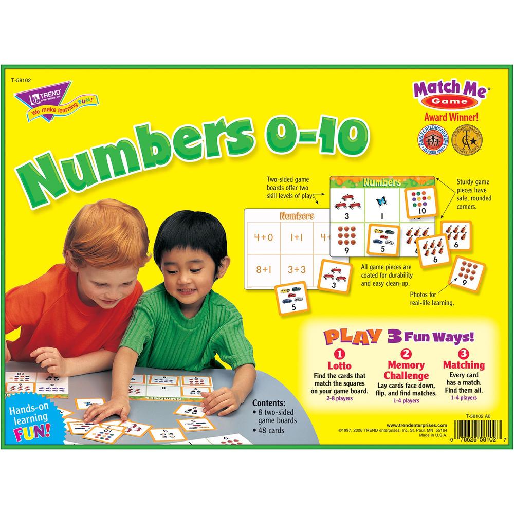 Trend Match Me Numbers 0-10 Learning Game - Educational - 1 to 8 Players - 1 Each. Picture 2