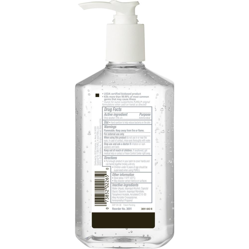 PURELL&reg; Hand Sanitizer Gel - Fragrance-free Scent - 12 fl oz (354.9 mL) - Pump Bottle Dispenser - Kill Germs - Clear - 1 Each. Picture 4