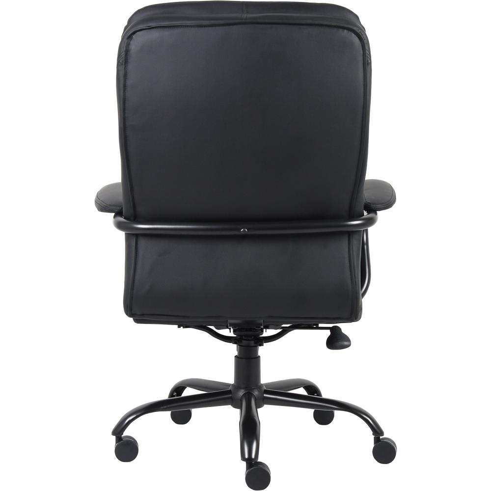 Lorell Big & Tall Double Cushion Executive High-Back Chair - Black Leather Seat - Black Leather Back - 5-star Base - Black - 1 Each. Picture 6