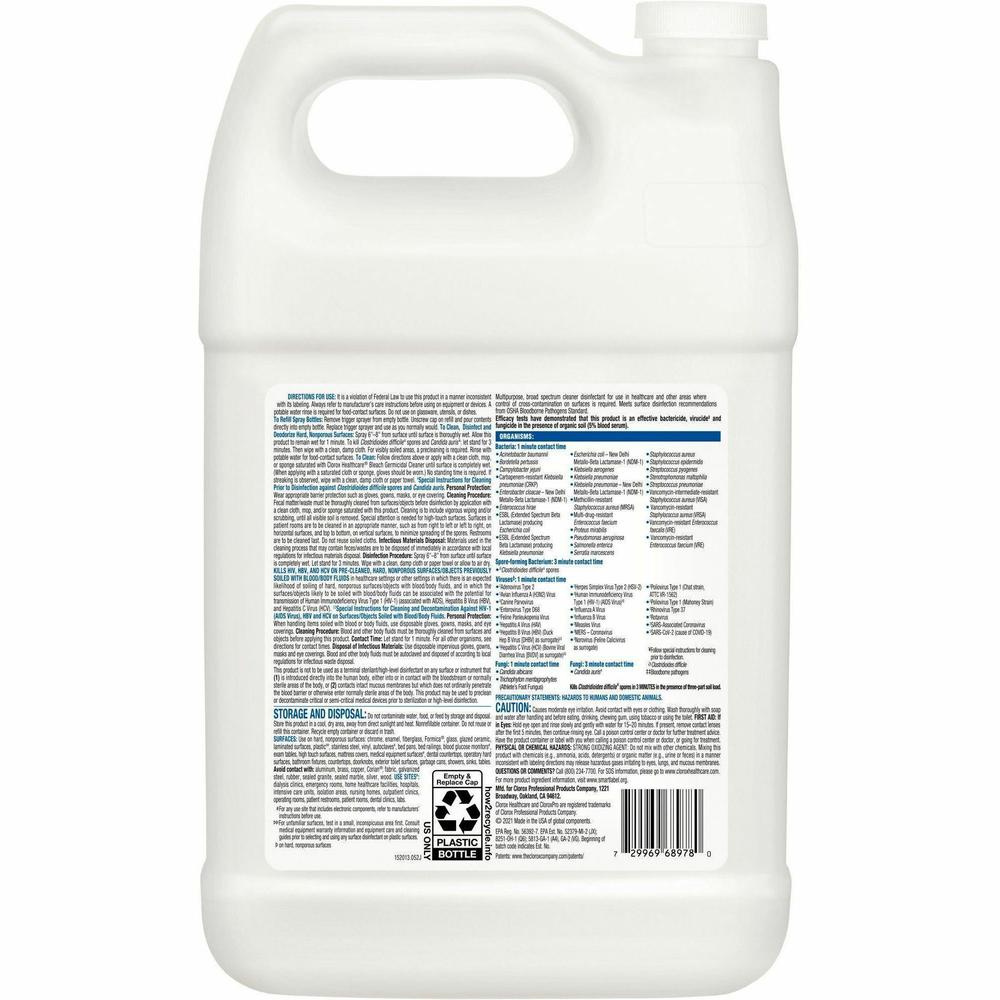 Clorox Healthcare Bleach Germicidal Cleaner - Liquid - 128oz - 1 Each - White - Refill. Picture 7