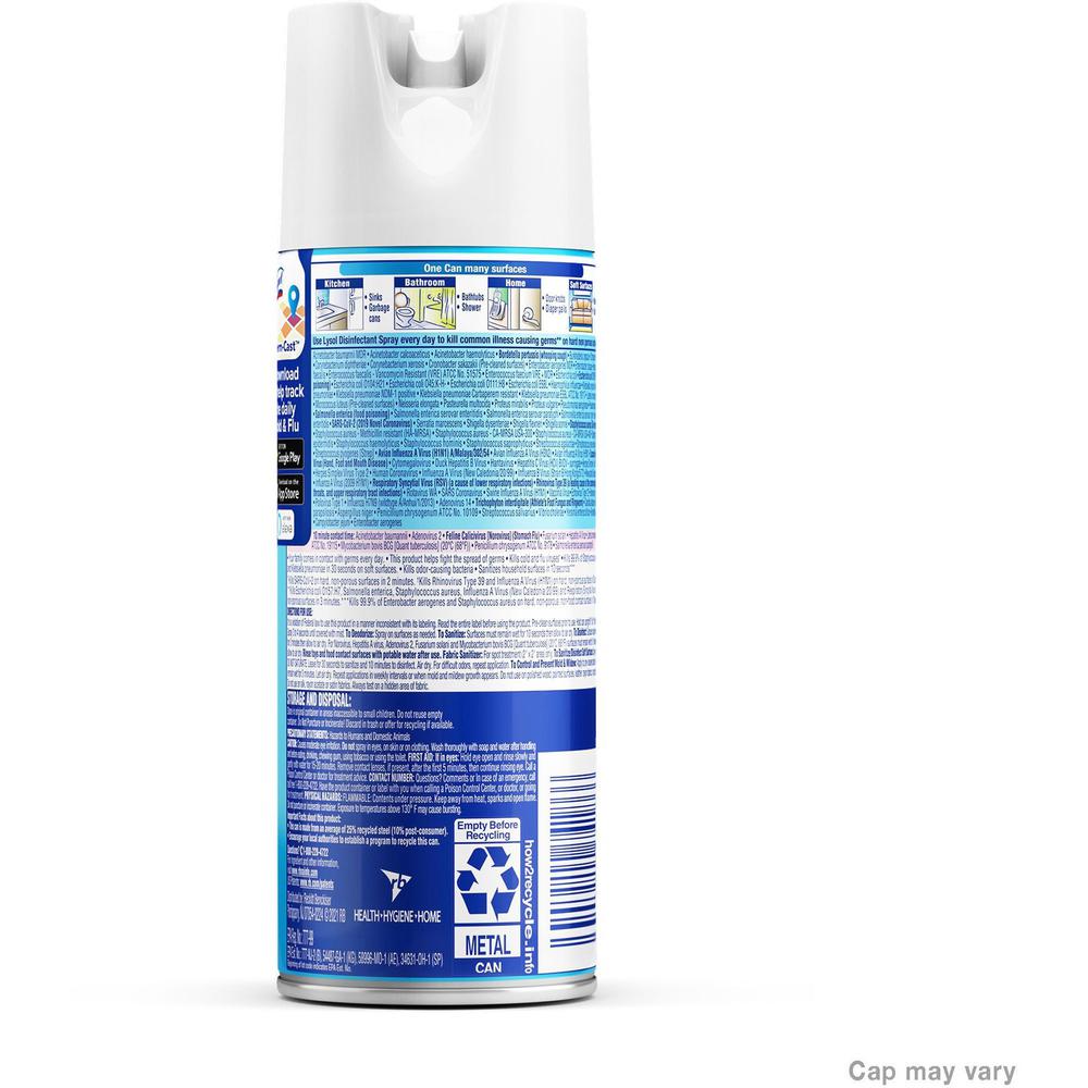 Lysol Crisp Linen Disinfectant Spray - For Nonporous Surface, Kitchen, Bathroom, Hard Surface - 12.50 oz (0.78 lb) - Crisp Linen Scent - 1 Each - Disinfectant, Anti-bacterial, CFC-free - Clear. Picture 2