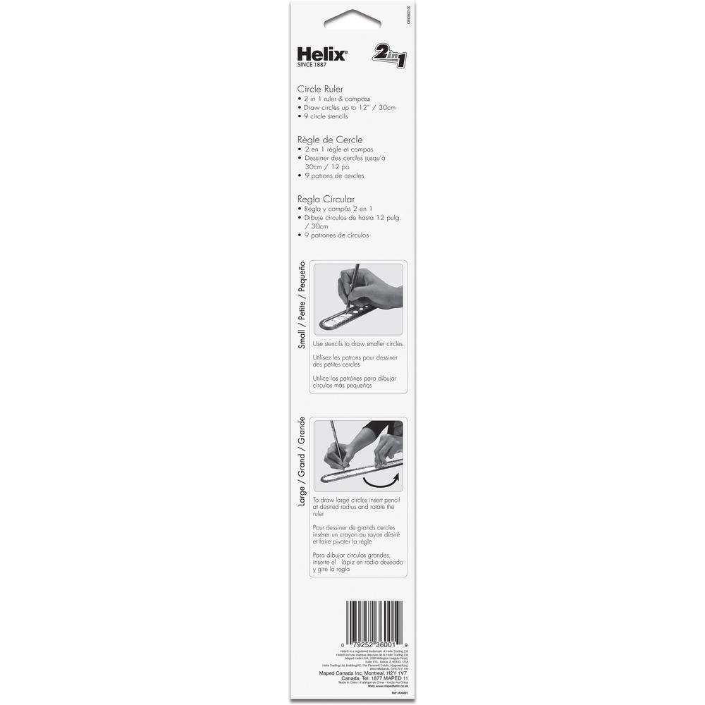 Helix Ruler - 30cm / 12" Graduations - Imperial, Metric Measuring System - Plastic - 5 / Box - Assorted. Picture 2