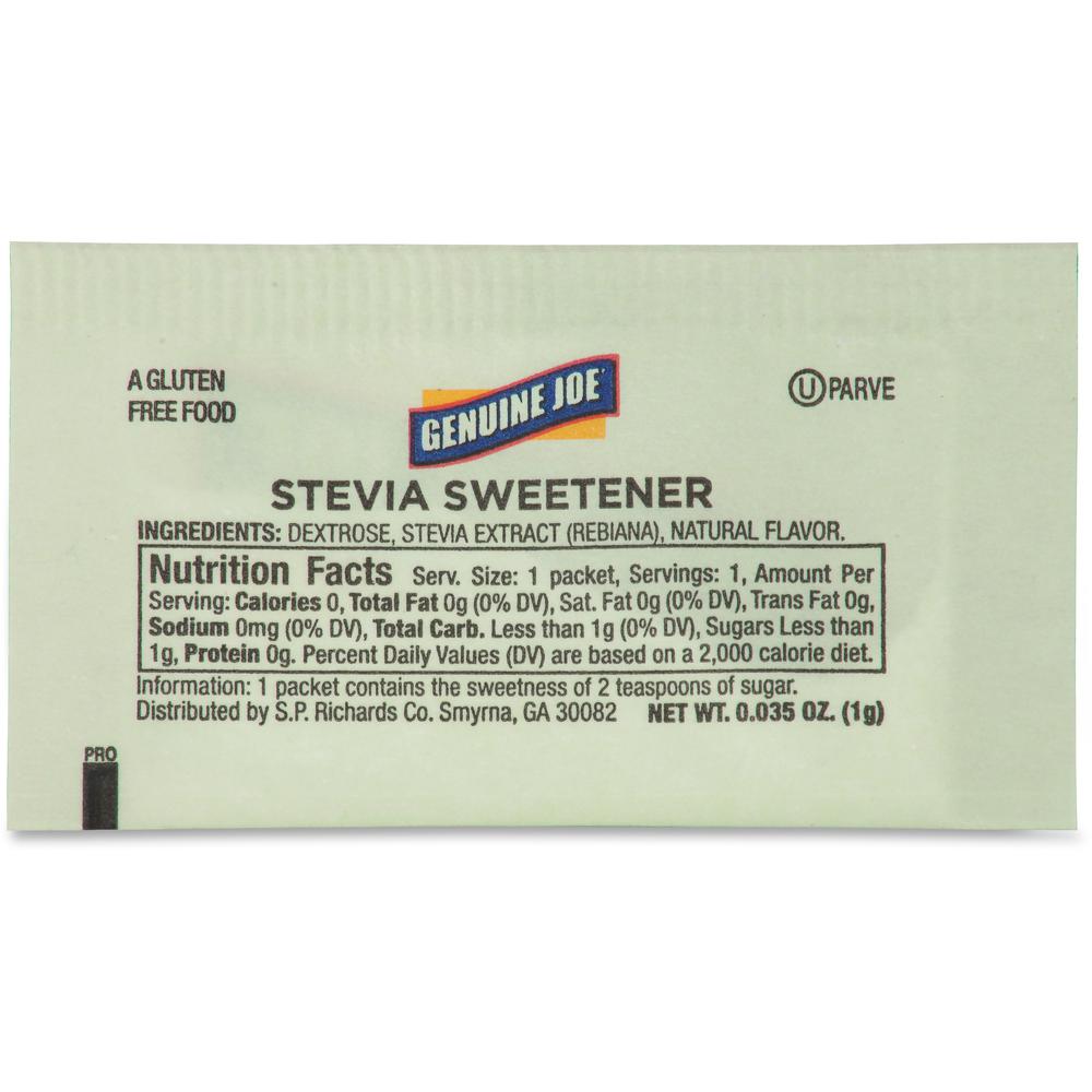 Genuine Joe Stevia Natural Sweetener Packets - 0 lb (0 oz) - Natural Sweetener - 200/Box. Picture 8