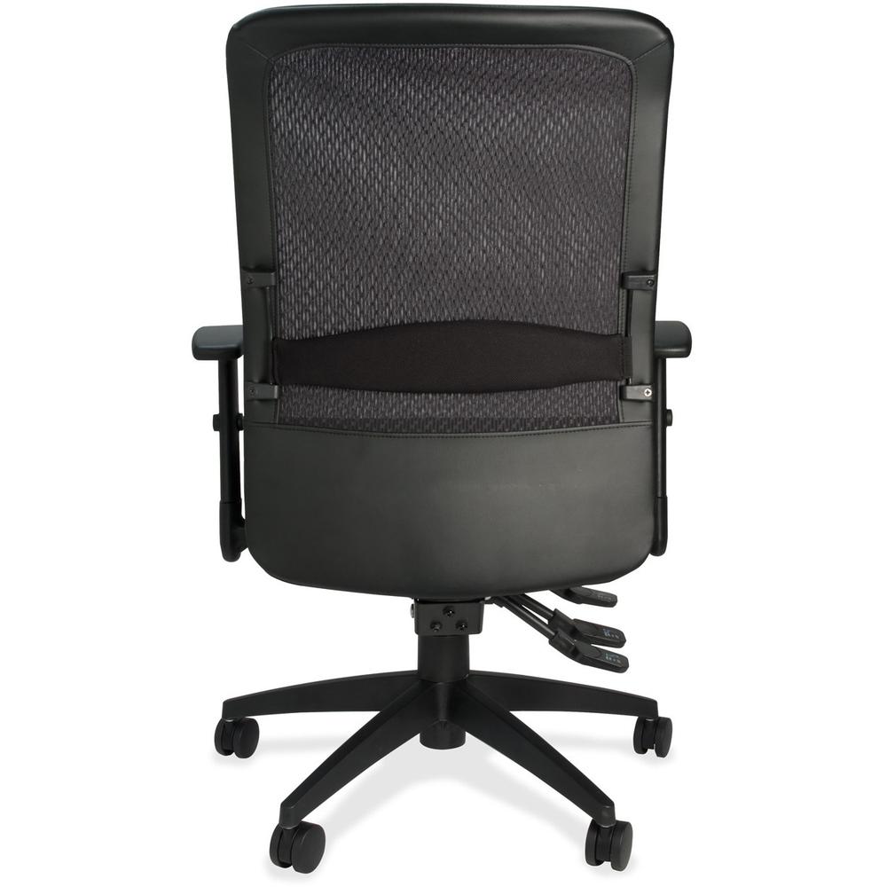 Lorell Executive High-Back Mesh Multifunction Office Chair - Black Fabric Seat - Black Back - Steel Frame - 5-star Base - Black - 1 Each. Picture 8