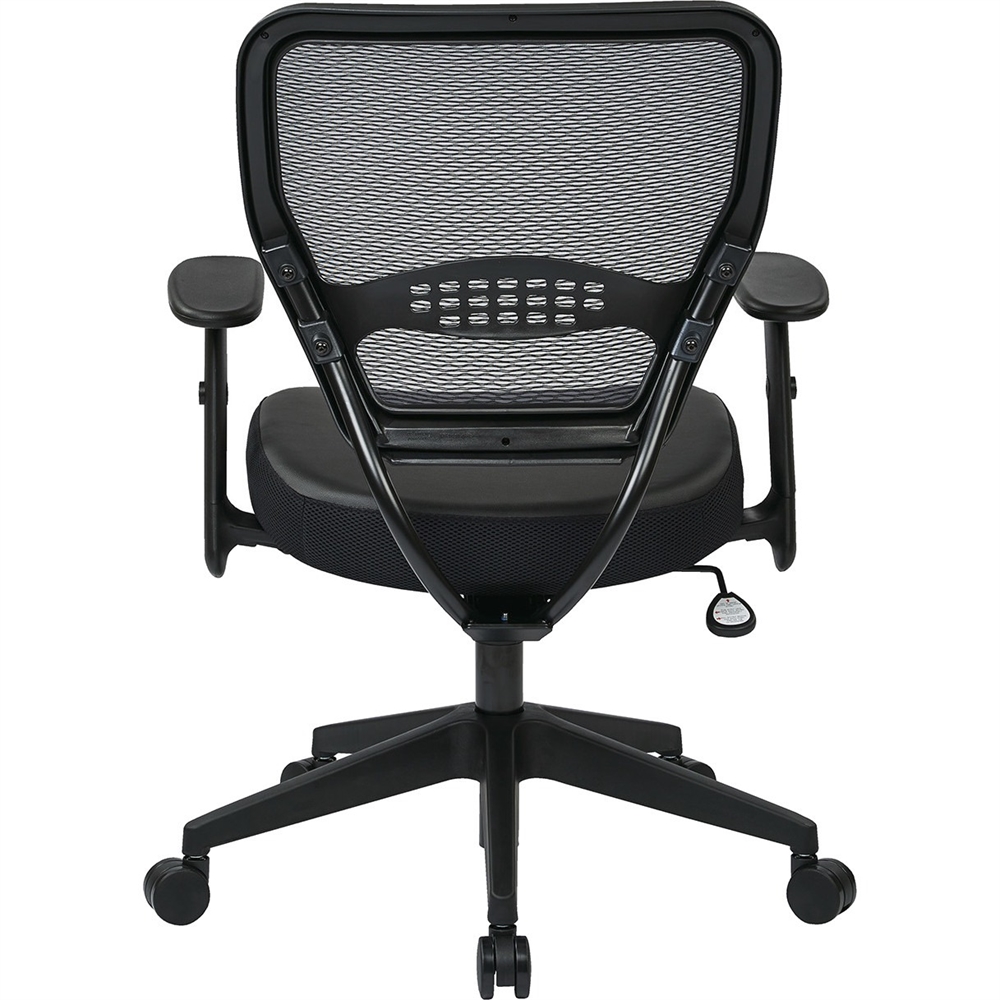 Office Star Dark Air Grid Back Managers Chair - Leather Seat - 5-star Base - Black - 20" Seat Width x 19.50" Seat Depth - 26.5" Width x 25.3" Depth x 42" Height. Picture 4