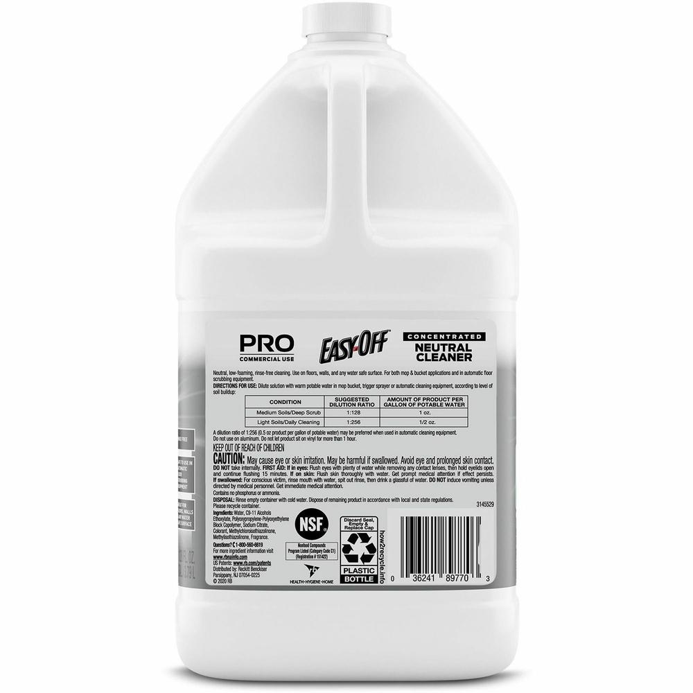 Professional Easy-Off Neutral Cleaner - For Multipurpose - Concentrate - 128 fl oz (4 quart) - Neutral Scent - 1 Each - Rinse-free, Non Alkaline, Phosphate-free, Ammonia-free - Blue. Picture 2