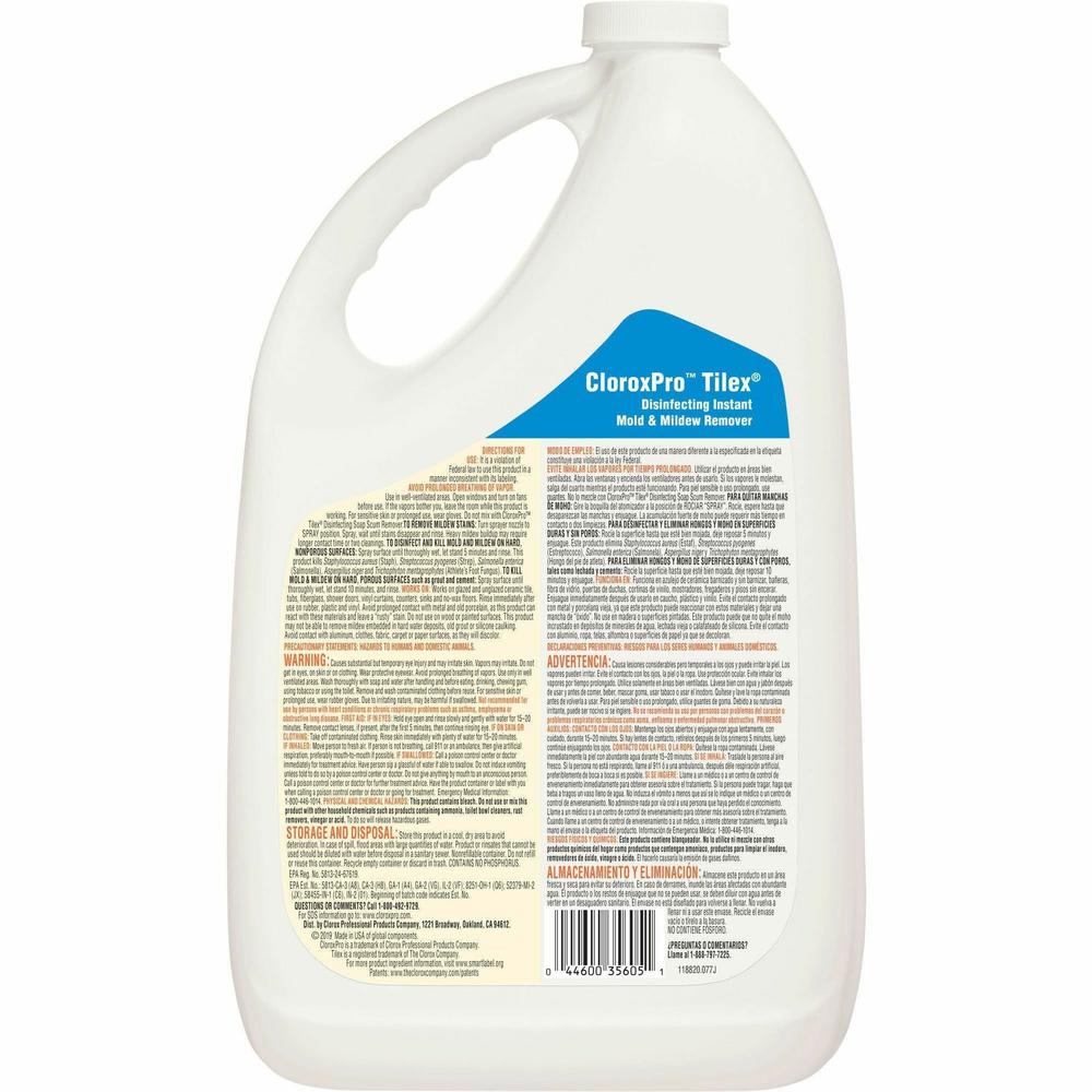 CloroxPro&trade; Tilex Disinfecting Instant Mold and Mildew Remover Refill - Liquid - 1gal - Rain Clean Scent - 4 / Carton - Clear - Refill. Picture 3