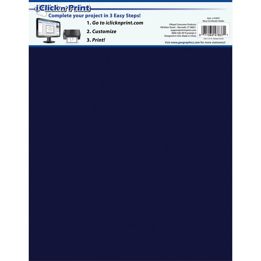 Geographics Recycled Certificate Holder - Navy - 30% Recycled - 5 / Pack. Picture 5