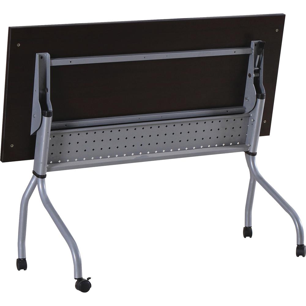 Lorell Flip Top Training Table - Rectangle Top - Four Leg Base - 4 Legs x 48" Table Top Width x 23.50" Table Top Depth - 29.50" Height x 47.25" Width x 23.63" Depth - Assembly Required - Espresso, Sil. Picture 7