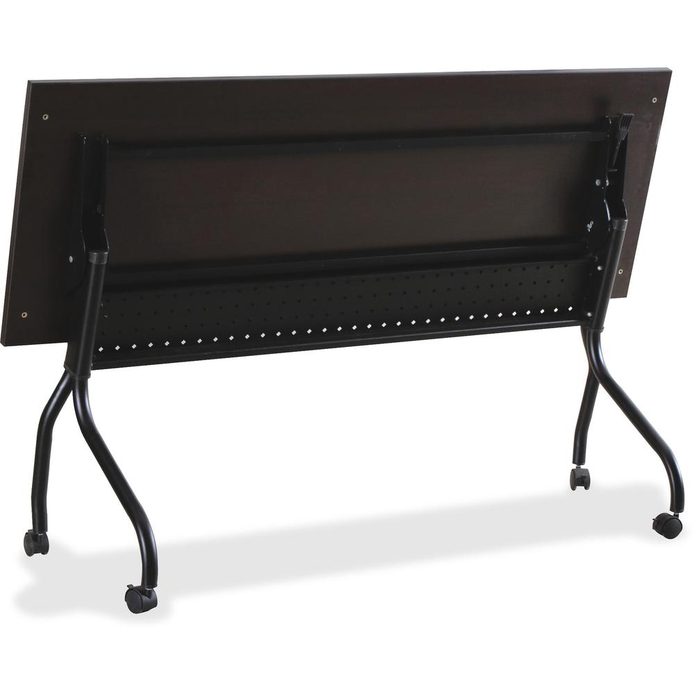 Lorell Flip Top Training Table - Rectangle Top - Four Leg Base - 4 Legs x 72" Table Top Width x 23.50" Table Top Depth - 29.50" Height x 70.88" Width x 23.63" Depth - Assembly Required - Espresso, Bla. Picture 5
