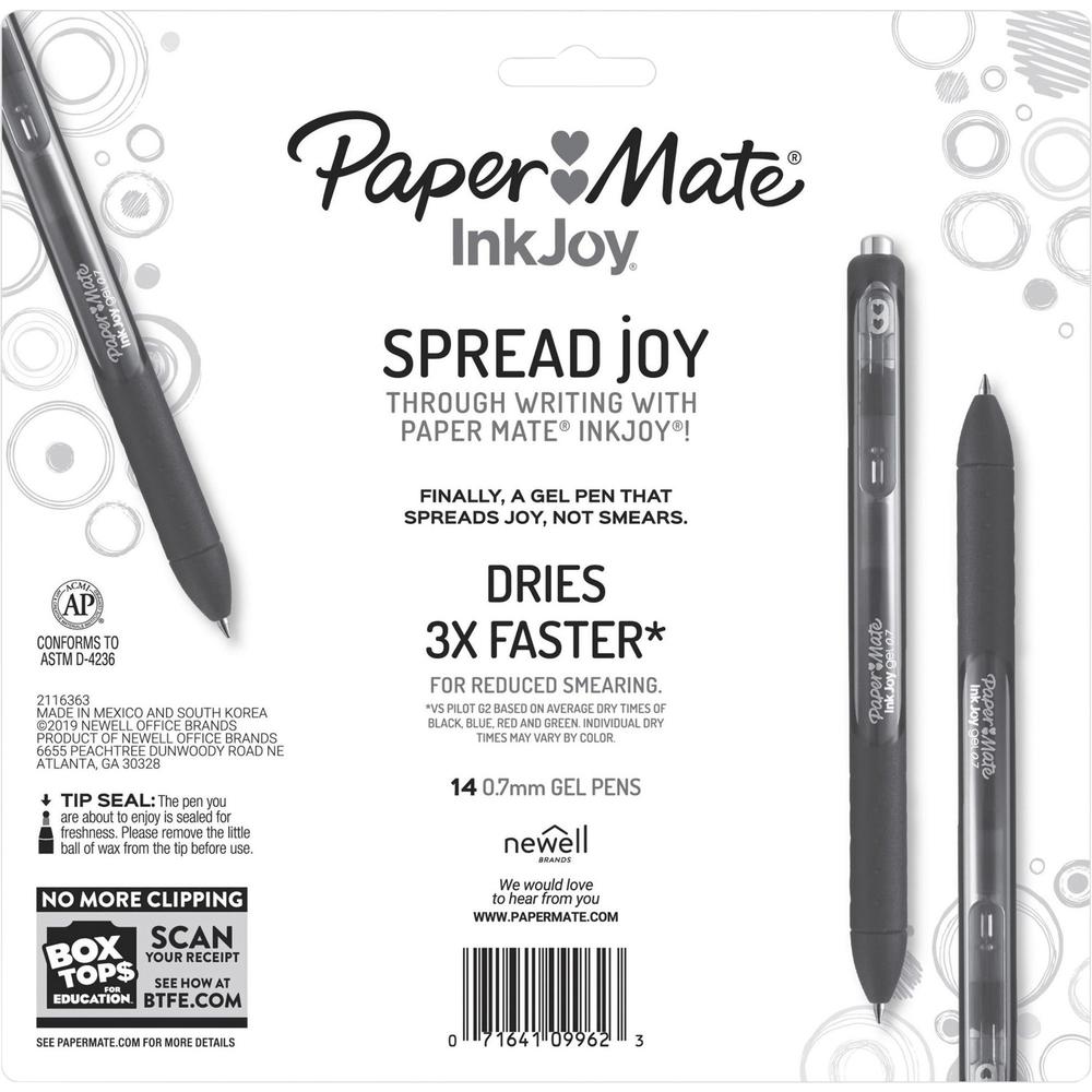 Paper Mate InkJoy Gel Pen - 0.7 mm Pen Point Size - Retractable - Assorted Gel-based Ink - Assorted Barrel - 14 / Pack. Picture 3